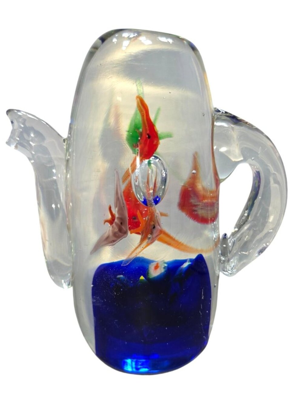 Vintage Murano? Glass Pitcher Tropical Angel Fish Paperweight Decorations Heavy